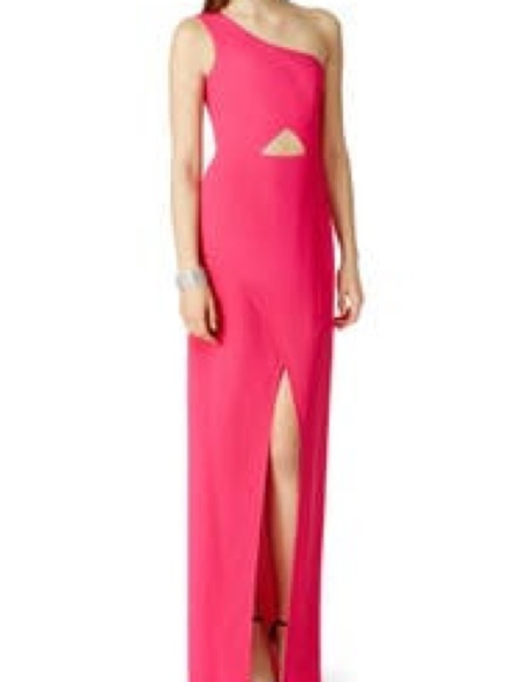 One-Shoulder BCBG Hot Pink Evening Gown